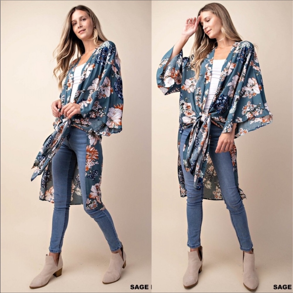 💃Last! Belinda Floral Kimono Duster Maxi Boho - Picture 4 of 5